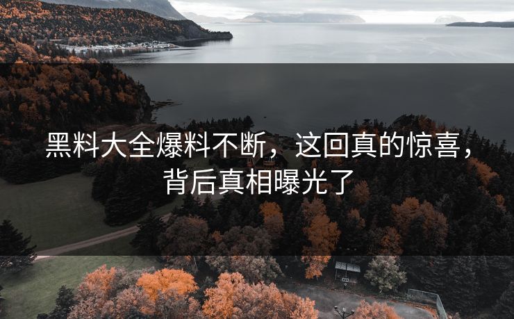 黑料大全爆料不断，这回真的惊喜，背后真相曝光了  第1张