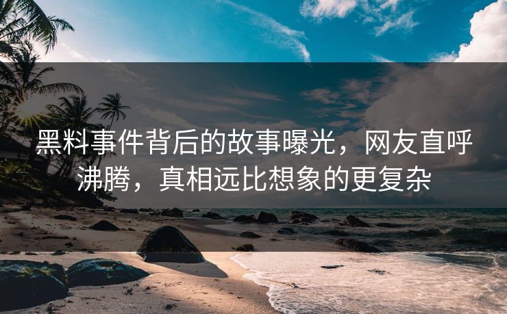 黑料事件背后的故事曝光，网友直呼沸腾，真相远比想象的更复杂