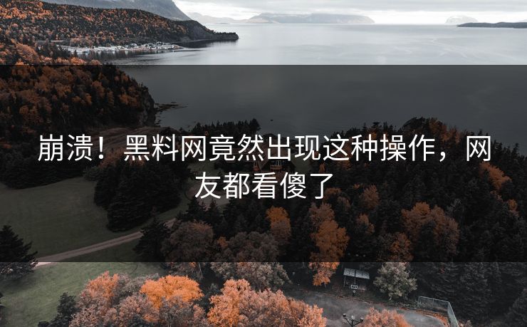 崩溃！黑料网竟然出现这种操作，网友都看傻了