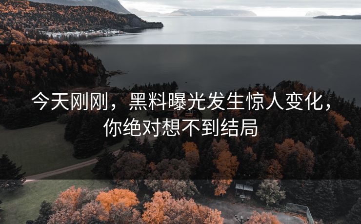 今天刚刚，黑料曝光发生惊人变化，你绝对想不到结局
