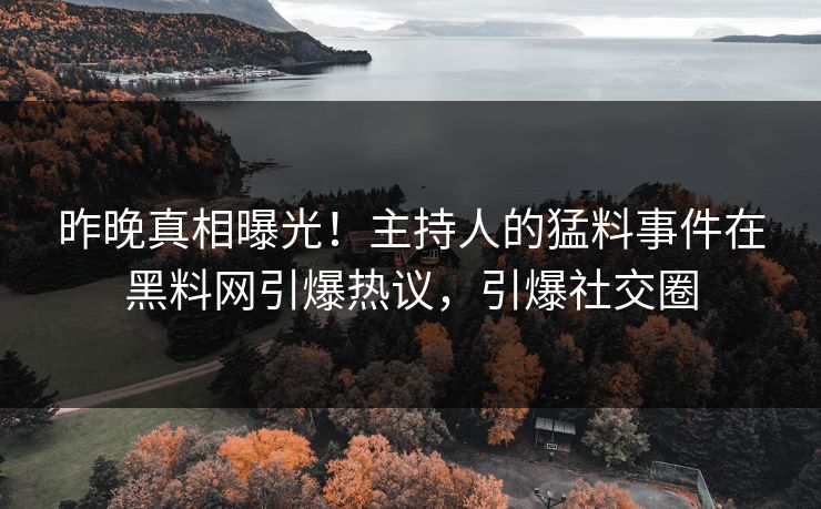 昨晚真相曝光！主持人的猛料事件在黑料网引爆热议，引爆社交圈  第1张