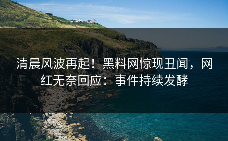 清晨风波再起！黑料网惊现丑闻，网红无奈回应：事件持续发酵  第1张
