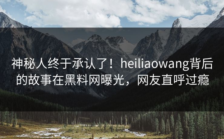 神秘人终于承认了！heiliaowang背后的故事在黑料网曝光，网友直呼过瘾