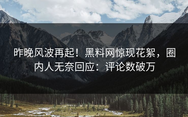 昨晚风波再起！黑料网惊现花絮，圈内人无奈回应：评论数破万  第1张