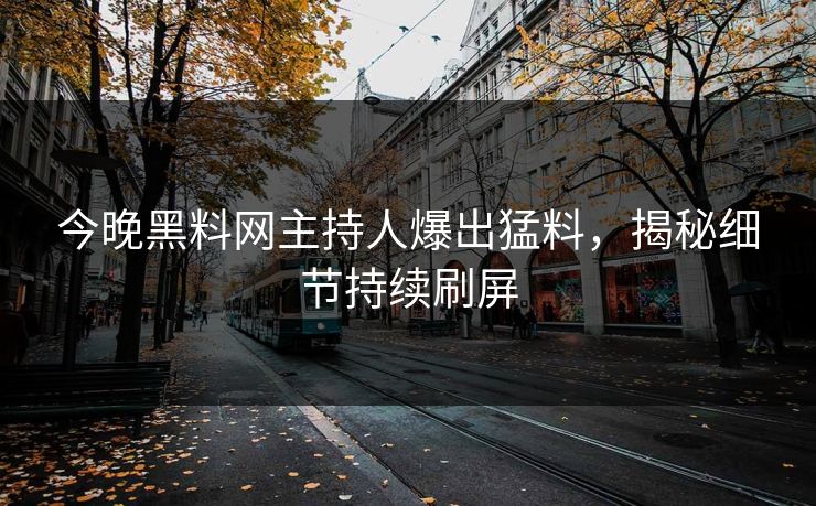 今晚黑料网主持人爆出猛料，揭秘细节持续刷屏