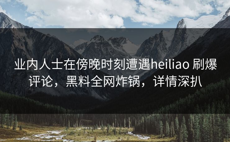 业内人士在傍晚时刻遭遇heiliao 刷爆评论,黑料全网炸锅,详情深扒