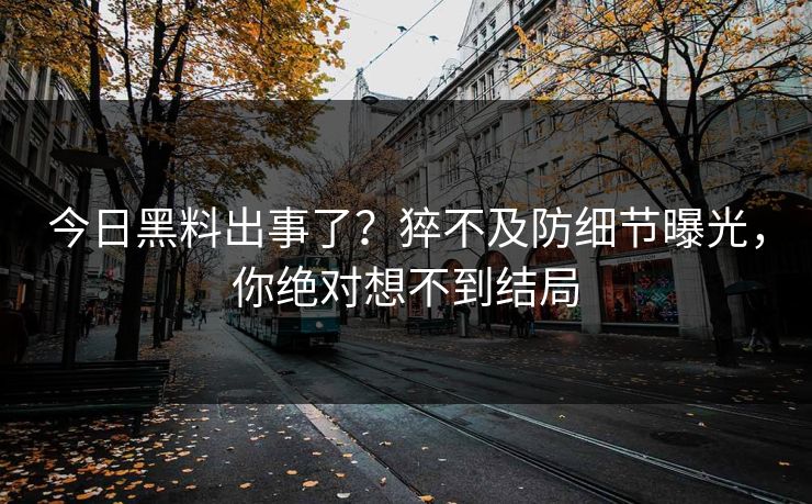 今日黑料出事了？猝不及防细节曝光，你绝对想不到结局