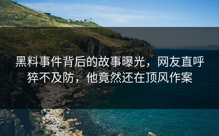 黑料事件背后的故事曝光，网友直呼猝不及防，他竟然还在顶风作案  第1张