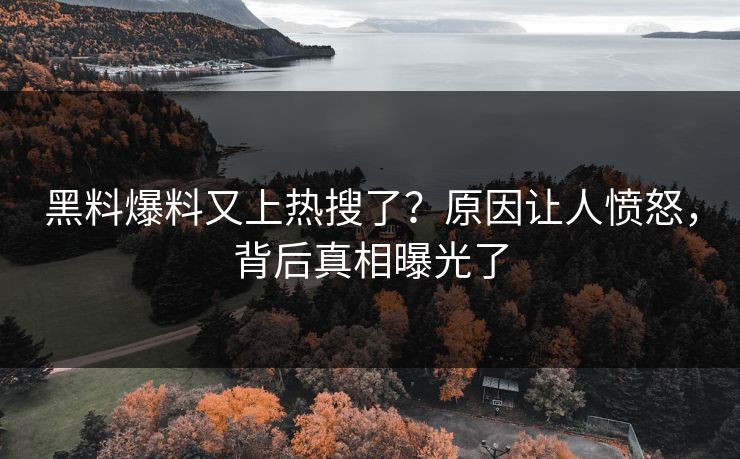 黑料爆料又上热搜了？原因让人愤怒，背后真相曝光了  第1张