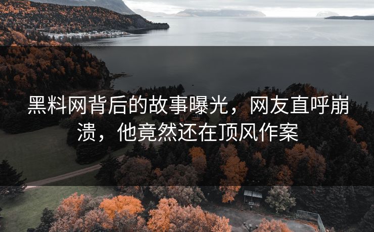 黑料网背后的故事曝光，网友直呼崩溃，他竟然还在顶风作案  第1张