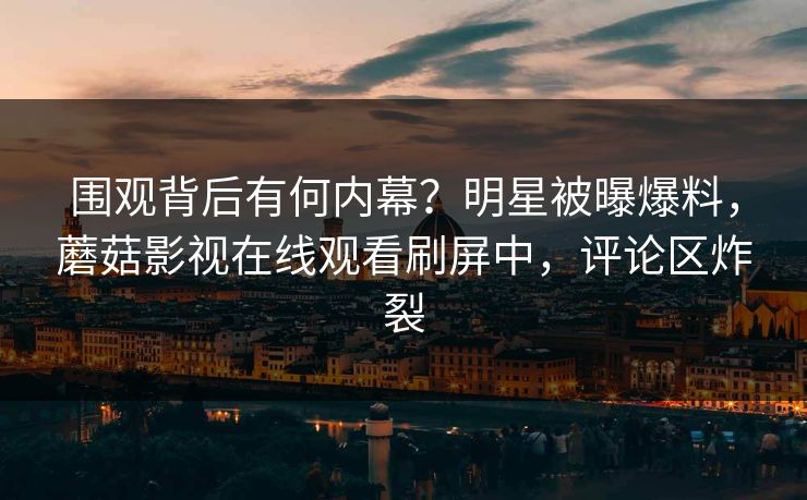 围观背后有何内幕？明星被曝爆料，蘑菇影视在线观看刷屏中，评论区炸裂