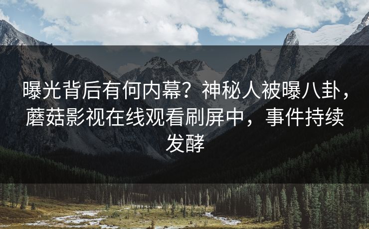 曝光背后有何内幕?神秘人被曝八卦,蘑菇影视在线观看刷屏中,事件持续发酵