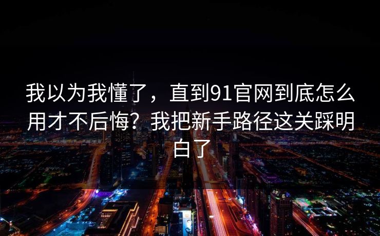 我以为我懂了,直到91官网到底怎么用才不后悔?我把新手路径这关踩明白了